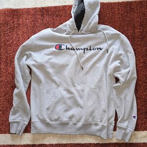 Champion Light Gray Hoodie with Logo Size Large